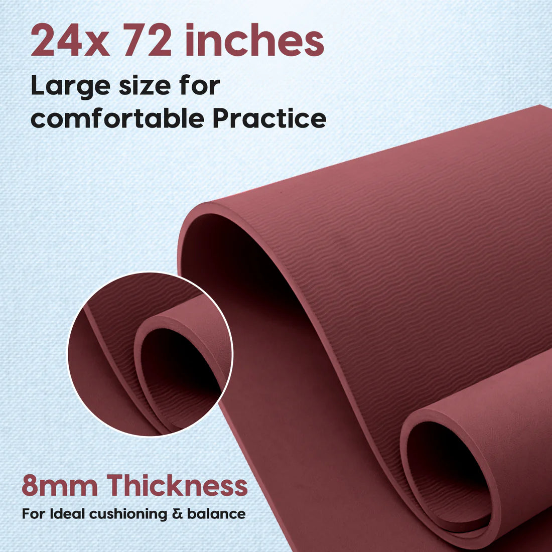 Pro Balance Yoga Mat – 8mm Extra Thick, Non-Slip & Eco-Friendly