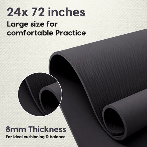 Pro Balance Yoga Mat – 8mm Extra Thick, Non-Slip & Eco-Friendly