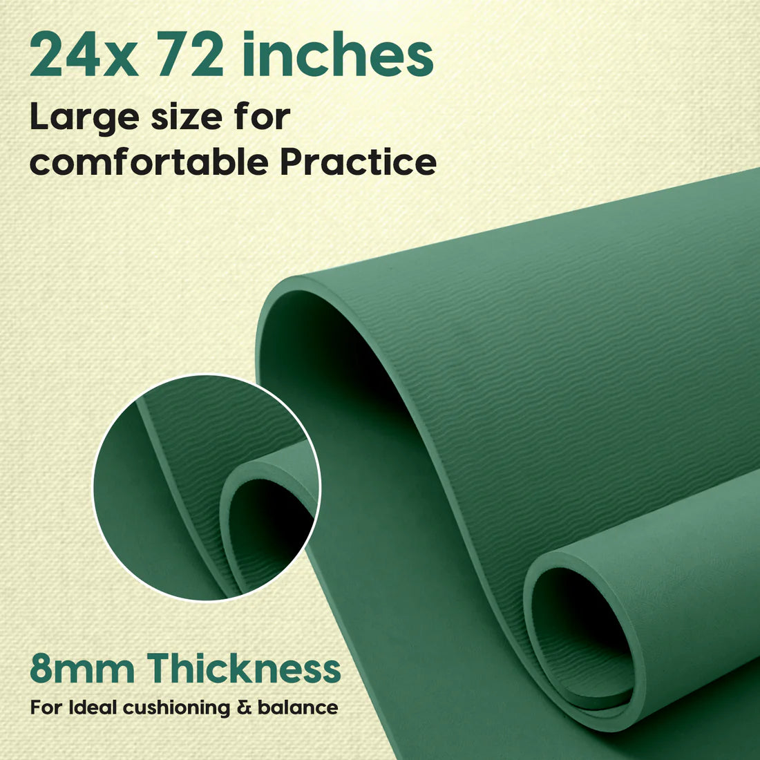Pro Balance Yoga Mat – 8mm Extra Thick, Non-Slip & Eco-Friendly