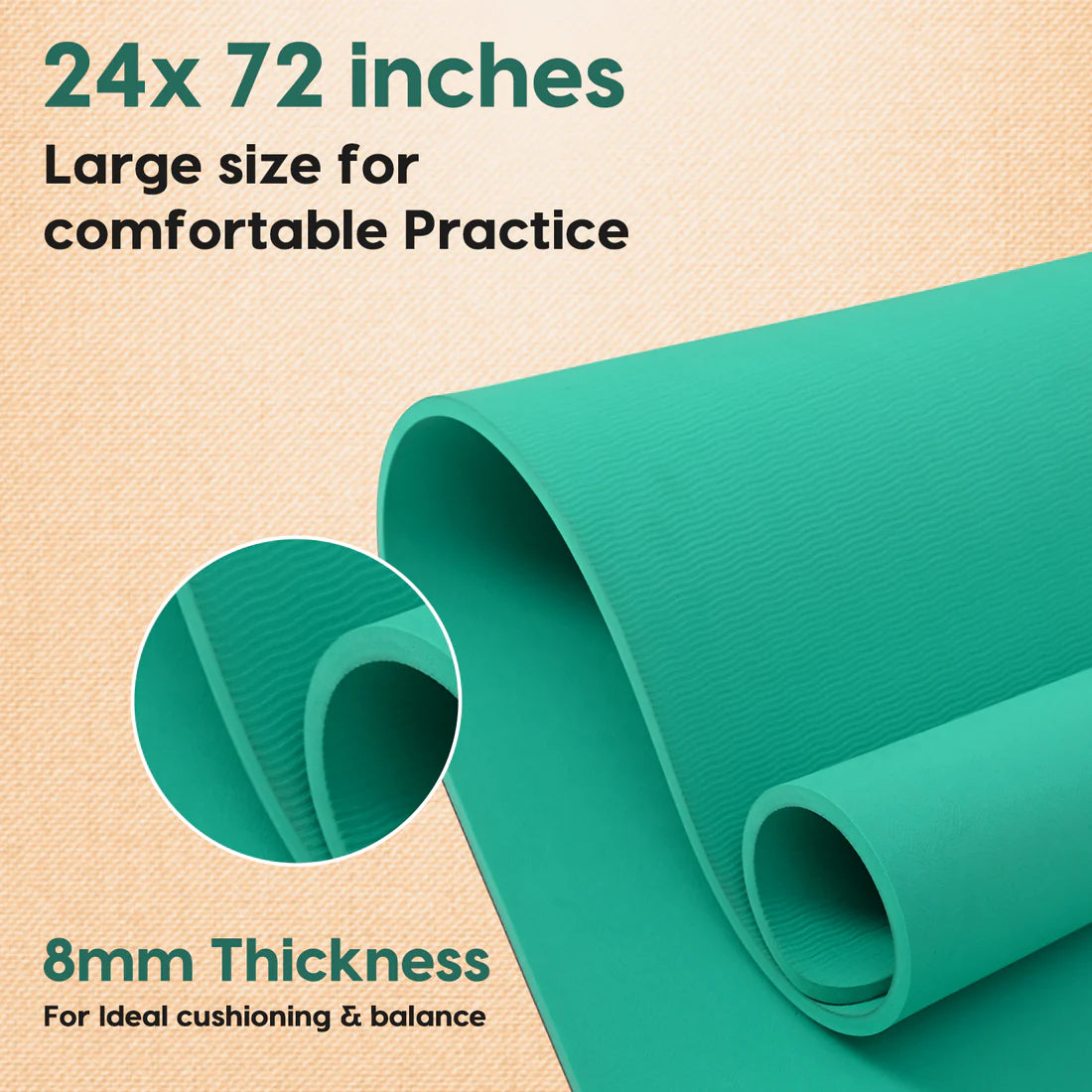 Pro Balance Yoga Mat – 8mm Extra Thick, Non-Slip & Eco-Friendly