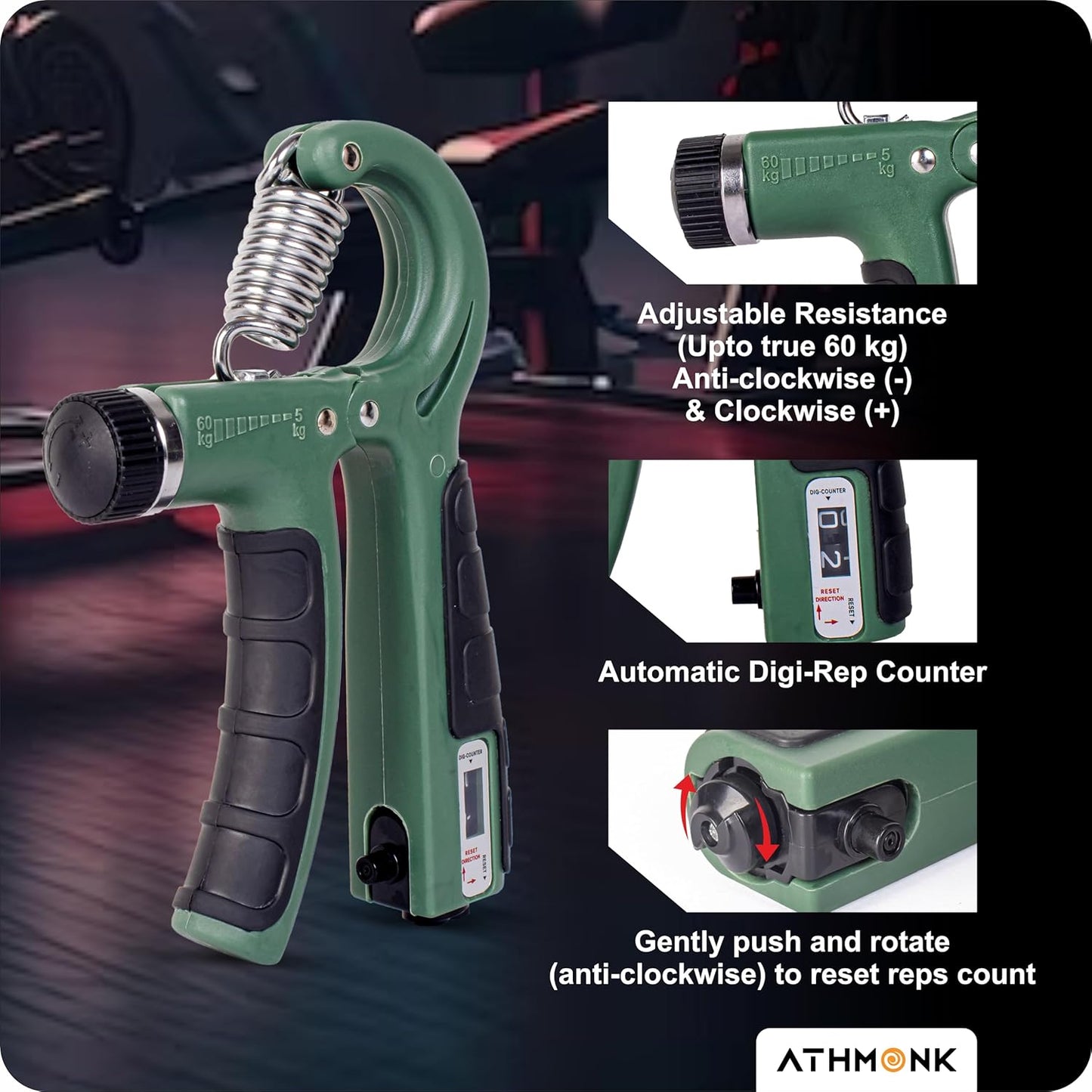 Adjustable 10-40 kg Hand Grip Strengthener with Counter | Forearm & Grip Exerciser