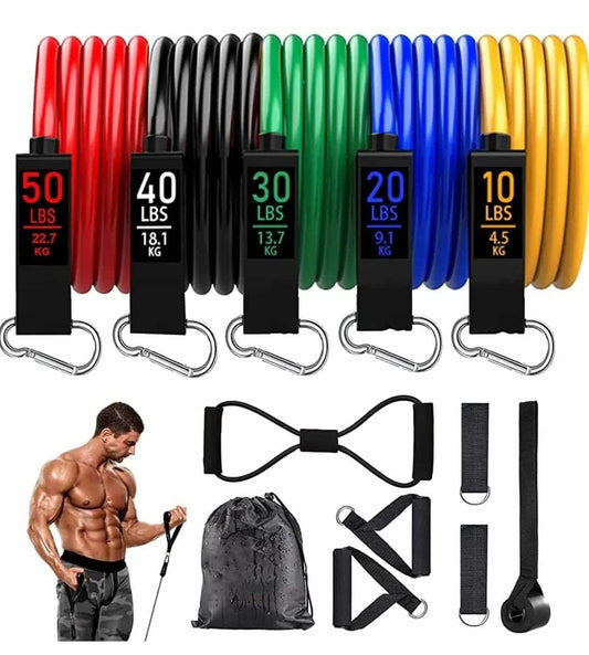 Resistance Band Set for Home Workouts – Full Body Fitness Kit with Handles & Door Anchor