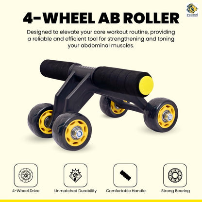 Foldable 4-Wheel Ab Roller with Knee Pad – Ultimate Core Workout Trainer