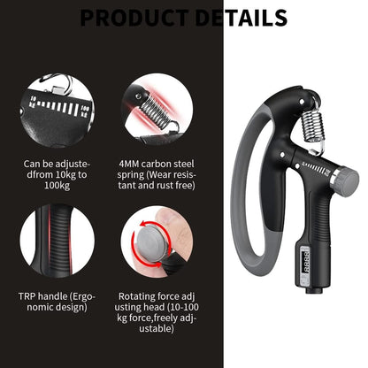 Adjustable 10-100 kg Hand Gripper with Digital Counter