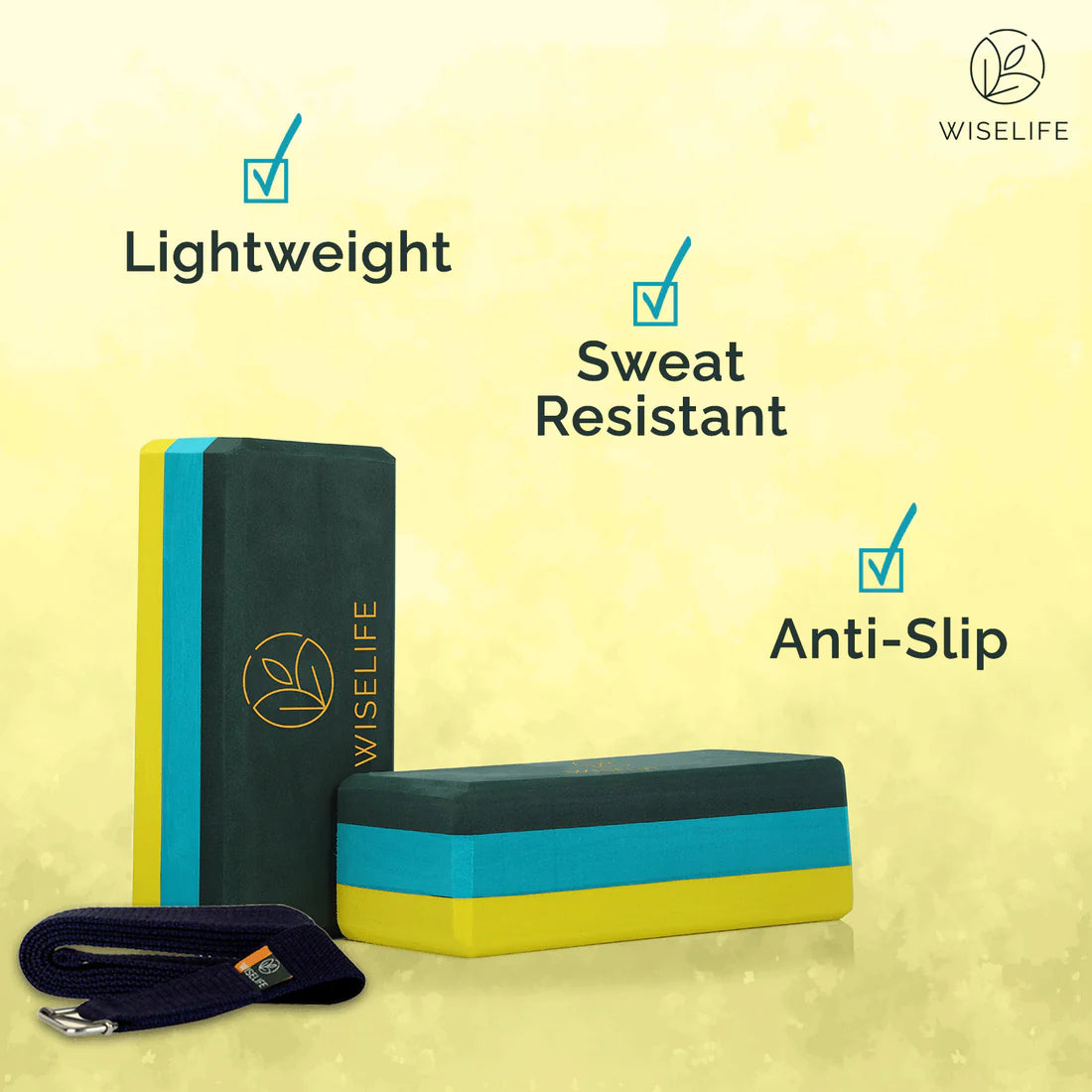 WiseLife Pro Yoga Blocks – High-Density, Non-Slip & Eco-Friendly (Pack of 2)